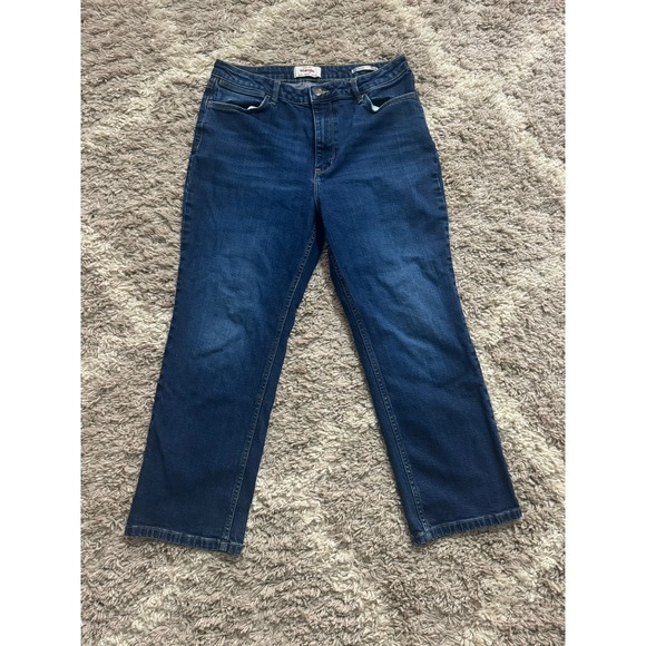 Wrangler Denim - Wrangler High Rise Rodeo Straight Crop Jeans Dark Wash Denim Womens